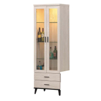 【Hampton 漢汀堡】愛德娜白橡色2尺展示櫃(收納櫃/櫥櫃/展示櫃/玻璃櫃)