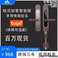 【快樂購】【現貨免運】塗鴉智能鎖別墅指紋鎖歐式銅門鎖 雙開門鎖app密碼電子遙控鎖