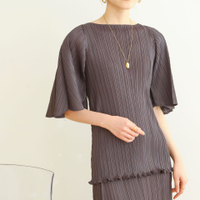 2531 One Size (45-75kg) Summer Sanzhai Pleated Fairy Style Arm Covering Slimming Top T-Shirt