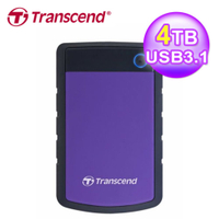 【Transcend 創見】StoreJet 25H3P 4TB USB3.1 2.5吋行動硬碟 紫色【三井3C】