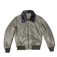 Men's B15 Flight Leather Jacket Military Style Winter Coat