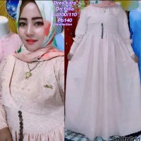 dres frilla katun bolong brokat import premium Gamis Wanita Muslim Dress Renda