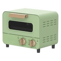 Green 220V 8L 600w Baking electric toaster oven 60min timing 2heating tube Stainless steel Thermostat 262x240x207mm