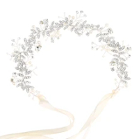 Gorgeous Hair Band Crystal Pearl Tiara Headband All-match for Bridal Bandana 918F