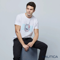 【NAUTICA】男裝 品牌LOGO帆船圖騰短袖T恤(白色)