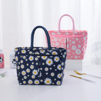 Daisy Printed Lunch Bag Thermal Insulation Large Capacity Handbag Cute Picnic Drinks Lunch Box Storage Bag Portable Lunch Pouch