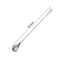 不銹鋼長吧勺雞尾酒攪拌棒（平尾吧勺銀色-40.5cm-【2個裝】） 
