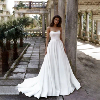 Off-Shoulder With Peals Evening Gowns A-line Backless And Zipper Custom Made Bridal Gowns
