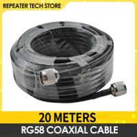 RG58 Coaxial Cable 20Meters N-Male To N Male 20M Black 5D Cables Low Loss High Quality for 2G 3G 4G 5G Signal Booster Repeater