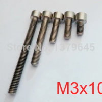 50pcs/lot GR2 Titanium Ti Bolt M3 thread 10mm length M3*10 M3x10 Hexagon Socket Cap Screw Allen Head, acid and alkali corrosion