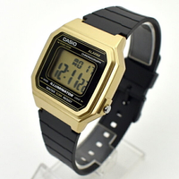 CASIO手錶 復古金色方型電子膠錶【NECD27】