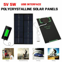 USB Solar Panel Outdoor 5W 5V Portable Solar Charger Pane Outdoor Fast Charger Polysilicon Travel DIY Solar Charger Generator