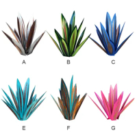 9 Pcs Agave Leaves DIY Iron Art Plant Statue for Garden Stakes Sea ice color