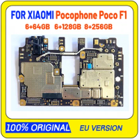 For Xiaomi Pocophone Poco F1 Motherboard 6G+64G 6GB+128G 8G+256G 100% Unlocked Original Logic Board Mainboard Full Working