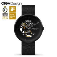 CIGA Design MY Series Automatic Mechanical Watch Stainless Steel Skeleton Mens Wristwatch Male Fashion Wrist Timepiece 2 Straps
