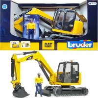 【Fun心玩】RU2466 麗嬰 德國製造 BRUDER 1：16 CAT 迷你挖土機+工程師人偶 兒童 大型 汽車 玩具