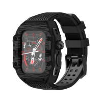 Case+Band for Apple Watch Ultra 49mm Modification Mod Kit Carbon Fiber Protector+Rubber Strap for iWatch Series 8 7 SE 44mm 45mm