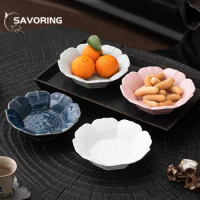 Chinese Twig Lotus Grain Ceramic Fruit Dishes Elegant Cake Display Stand Plates for Food Serving Tray Chinese Tea Set Supplies