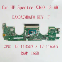 DAX3ACMBAF0 Mainboard For HP Spectre X360 13-AW Laptop Motherboard CPU:I5-11135G7 I7-1165G7 RAM:16GB L86727-601 L86728-601