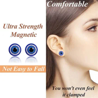 Magnetic Attraction Blue Eyes Earrings No Ear Piercing Ear Studs For Women Girl Trendy Magnetic Healthy Weight Loss Ear Decorate