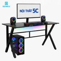 Bàn Gaming, Bàn Làm Việc 1m4 & 1m2 Nội Thất 5C-Model 3 bản nâng cấp, chân sắt hộp 40x40mm kèm phụ ki