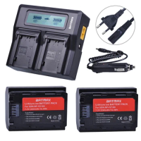 Batmax 2pcs 2280mAh NP-FZ100 Battery+Rapid Dual LCD Charger for Sony BC-QZ1, Sony a9, a9R,a7R III, a7 III,A6600 Camera