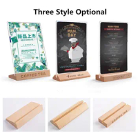 A4/A5/A6 Table Top Acrylic Sign Holder Double Sided Menu Paper Display Stand With Wood Base Creative Picture Card Frame