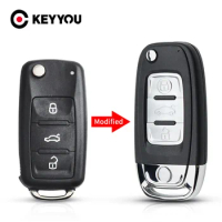 KEYYOU 3 Buttons Car Key Case Modified Flip Folding Remote Key Shell For VW VOLKSWAGEN Caddy Golf Jetta Beetle Polo Tiguan