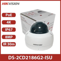 Original Hikvision Dome Network Camera DS-2CD2186G2-ISU 8Mp CCTV POE IR 4K Surveillance Security Acusense Fixed