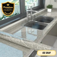 Wallpaper Dapur Anti Minyak dan Air Tahan Panas Sticker Wallpaper Dapur Ukuran 80cm x 300cm Ice Gray