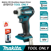 Makita DTD172 Cordless Driver Bare Tools 18V LXT BL Brushless Motor Wood/Bolt/T-Mode 180 N·m Impact Driver Power Tools DTD172Z