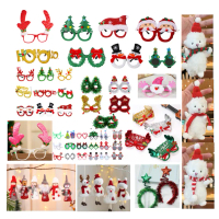 Christmas eyeglass frame decoration, Christmas snowman decoration props, hair tie set, photo party e
