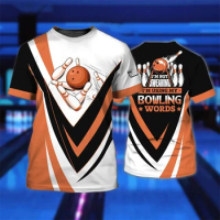 Bowling Parties Club Graphic T Shirt For Men Clothing Fashion Sport T-Shirt Casual Streetwear Tshirt Oversized O-Neck Tee Tops