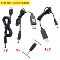 5V 9V 12V Type A USB Power Boost Line DC Step UP Module USB Converter Adapter Cable 5.5mm*2.1mm Plug Jack Power Cable Connector