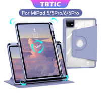 TBTIC 360 Rotation Transparent Acrylic Case For Tablet Xiaomi 6 6Pro 5 5Pro With Pencil Holder Slot