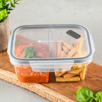 《MasterClass》EcoSnap長方雙格可微波便當盒(800ml) | 環保餐盒 保鮮盒 午餐盒 飯盒
