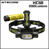 NITECORE HC68 USB Rechargeable LED Headlamp SST 40-W LED 2000Lumens Auxiliary Red Light With NL1835HP Battery Camping Lantern