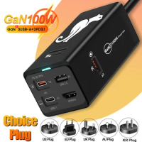 Eonline 2D GaN100W USB C Charger Power Hub GaN all in one Multiport Adapter with USB 3.1 4K HD-compatible SD/TF Card Reader