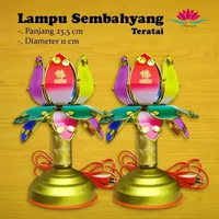 Tempat Lampu Bohlam Altar Teratai Sepasang / Tempat Lampu Bohlam Sembahyang Model Bunga Warna
