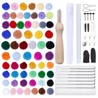 For Beginner Wool Felting Tool Kit With Wool Felt Needle Felting Foam Pad Multi-Color Wool And DIY Crafts Quilting Accessory Etc