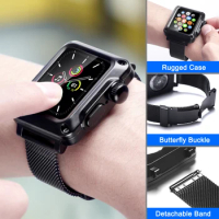 Metal Case + Band for Apple Watch Strap 44mm 40mm 42mm 38mm Milanese Bracelet for iwatch Series 6 se 5 4 3 Protective Cover