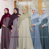 BHAGWANTI RAYA SERIES GAMIS MOM STYLE 2 BY FANIA HIJAB BAHAN VIOLA JACQUARD MIX MARBELLA SOFT SILK
