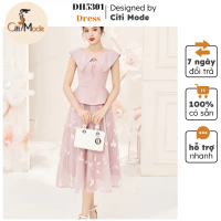 Đầm công sở CITI MODE FASHION thiết kế dáng xoè peplum hồng phối chân váy hoa DH5301