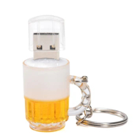 Beer Glass USB Flash drive 128GB Transparent Cup Pen Drive 64GB Free Key Chain Pendrive 32GB Creative Gifts Memory Stick 16GB 8G