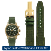 Nylon Leather Watchband 20mm 21mm 22mm Fit for IWC Le Petit Prince Big Pilot TOP GUN IW3777 Black Sport Canvas Watch Strap