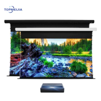 150 Inch Slimline Tensioned Screen 4k Retractable Ceiling Screen Office Home Theater With 4k 8k HD UST Laser projector