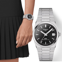 TISSOT 天梭 官方授權 PRX系列 70年代復刻機械女錶 520送禮推薦-黑/35mm T1372071105100