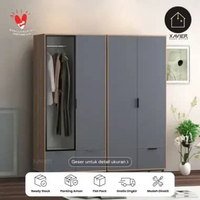Xavier Home Decor | Lemari Pakaian 2 Pintu MYKA & TIRA - Lemari Baju Minimalis dengan Kaca & Gantung