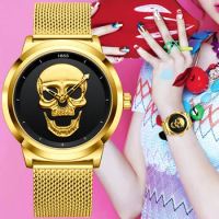 LIGE Creative Skull Design Watch Ladies Top Brand Luxury Women Watch Fashion Waterproof Quartz Watches For Women Montre Femme