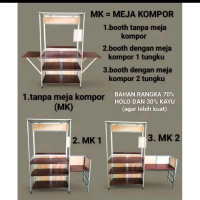 BOOTH PORTABLE GEROBAK LIPAT MEJA LIPAT rangka hollow dan kayu